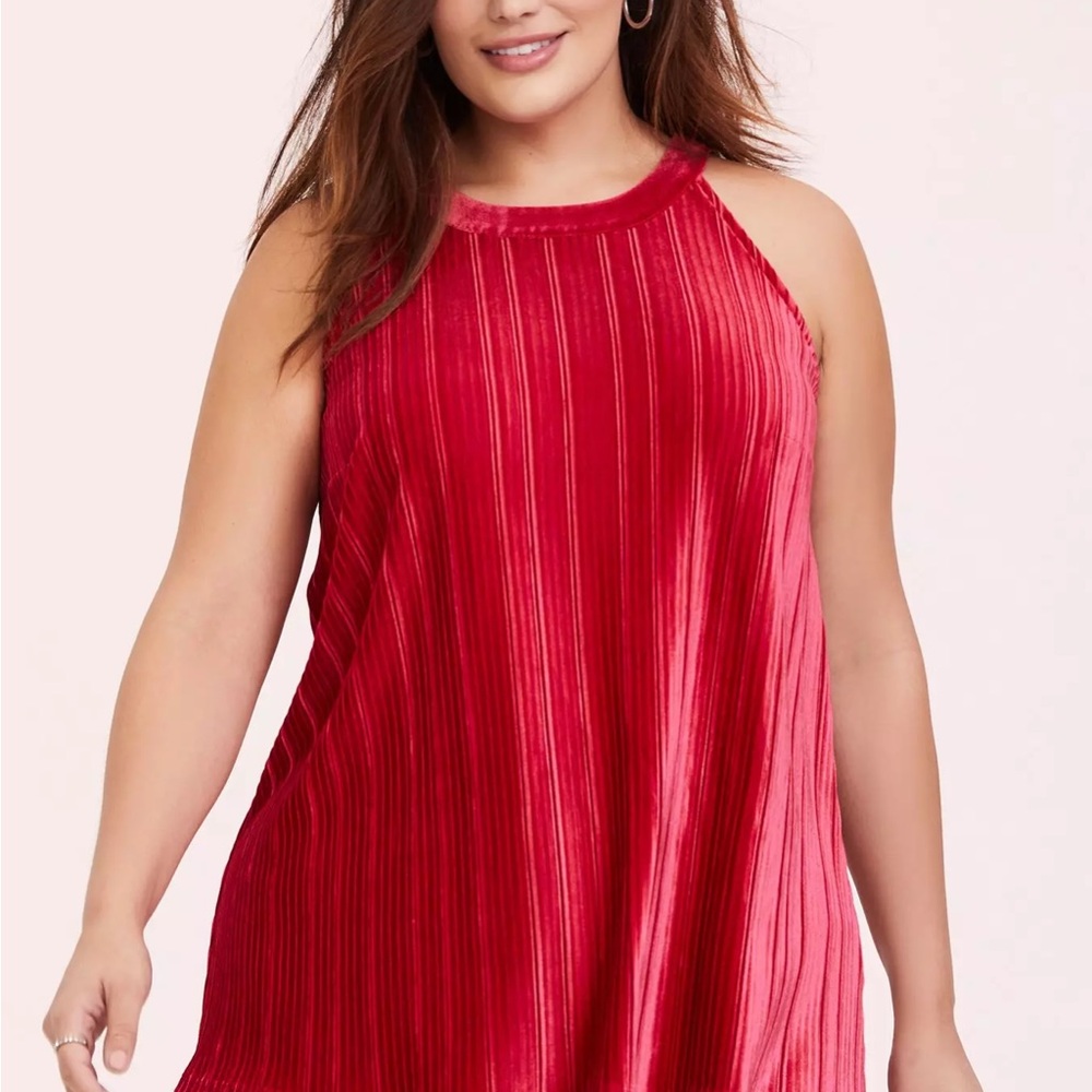 Torrid Red Velvet Pleated Tank
